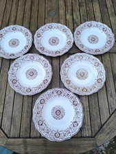 Faïence de Gien belle suite de six assiette creuse décor à lambrequin fleuri n°2