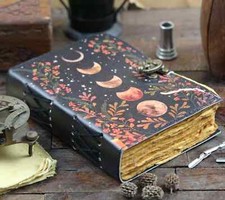 Grand journal en cuir Grimoire Vintage, journal en phase de lune gras, livre ...