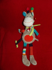 Doudou Peluche Nicotoy Girafe Zoé Gris Rouge Bleu 45 cm