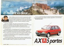 Publicité Advertising 087  1987   Citroen AX  (2pages) 5 portes  au Thibet