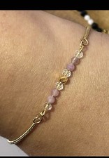 Bracelet en améthyste  et Acier Inoxydable Doré - Bijou Élégant et Naturel