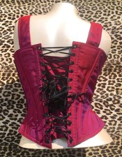 FRENCH CADOLLE 1990s BUSTIER CORSET~BOYSENBERRY PINK/PURPLE~MADE IN FRANCE~NEW~L