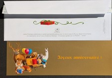 ENVELOPPE NEUVE PRÉ AFFRANCHIE AVEC SA CARTE JOYEUX ANNIVERSAIRE TIMBRE ANIMAUX