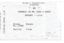 RARE / TICKET BILLET DE CONCERT - M MATHIEU CHEDID LIVE A LILLE ( FRANCE ) 2000