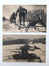 2 CPA - 39/45 - Mitrailleuses sur ski et traineaux