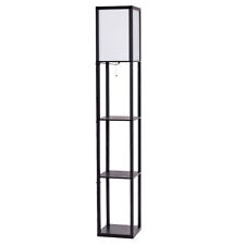 Lampadaire avec 3 Niveaux Etagère pour Stockage Noir Design Scandinave Lampe su