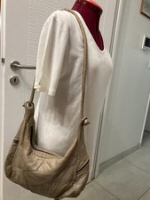 sac bandoulière beige en cuir patchwork zippé 37X22 cm