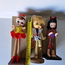 JAPON 1950 3 POUPÉES tissu