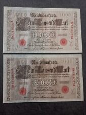 LOT 2 BILLETS N° SUIVIS SERIE Y 1000 MARK 21 04 1910 BERLIN REICHSBANKNOTE AL