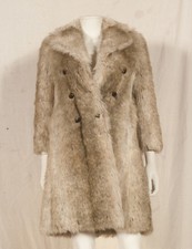 MANTEAU FAUSSE FOURRURE VINTAGE FRANÇAIS 'ERKO' années 70 UK 6 ajusté 8 / FR 34 petit 36