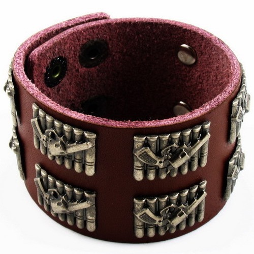 Leather bracelet mens bullet - leather,
