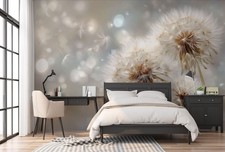 Papier Peint Intissé Panoramique Pissenlits Beige Nature XXL Chambre et Salon 17