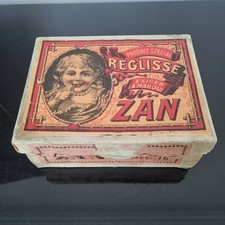 BOITE Zan Réglisse Ancienne 1900 Petite Fille Litho Publicitaire Sweet Box