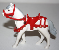 PLAYMOBIL 4893 5206 5217 5593 CHEVAL BLANC AVEC ARMURE ROUGE SAINT NICOLAS NOEL