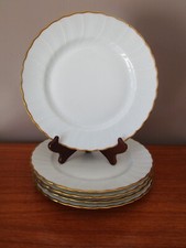 5 ASSIETTES PLATES 24,5 CM LIMOGES B&C BERNARDAUD LISERE DORE MODELE "VERLAINE"