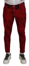 DSQUARED2 Jean Coton Rouge Tie And Dye Étroit Décontracté IT48/W34/M 1170usd