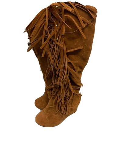 Brown suede tassle boots - suede, eith