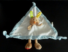 M12. DOUDOU PLAT TRIANGLE MINIMI MINITOYS LAPIN BLEU JAUNE VERT VICHY PATTE TTBE