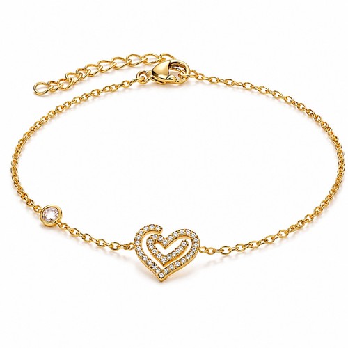 Bracelet cœur zircon doré - bracelet,