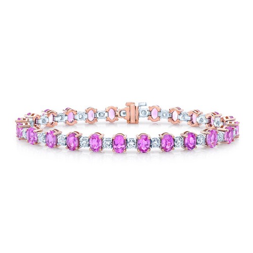 Saphir rose diamant bracelet - diamant,