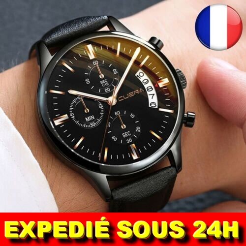 Montre homme date - ✅, cuir