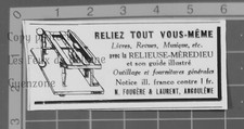 RELIEUSE MEREDIEU FOUGERE ET MAURENT ANGOULEME Reliure 1934 publicité 