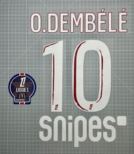 Flocage Dembélé #10 PSG Home 2025 + Patch Ligue 1 (Repro)  + Sponsor
