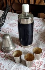 fiole verre Ancienne Vintage + 3 Gobelets