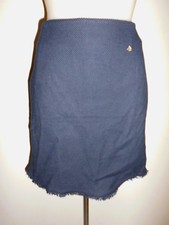 JUPE CRAYON EFFET GAUFFRE BLEU MARINE SCAPA SPORT LOGO MEDAILLON ARGENT T:38/40