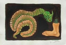 Pierre Cadiou De Condé Lithograph Signed Rhinoceros Surrealism snake