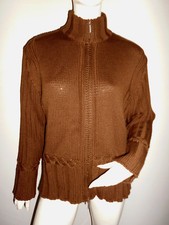 PESANT CHAUD DOUX GILET ZIPPE FEMME MAYERLINE 50% LAINE MARRON T:42/44