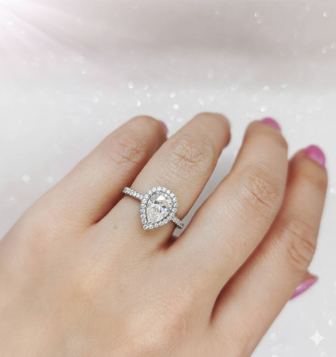 Bague halo diamant - , 1,50