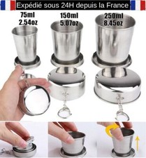 Gobelet pliant acier inoxydable verre tasse style militaire camping randonnée