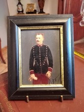 ANCIENNE PETITE PEINTURE PHOTO ANCIENNE RETOUCHEE SUR PANNEAU  EPOQUE NAPOLEON 3