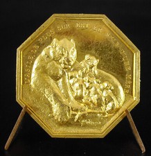 Médaille jeton voeux 1970 l'asile le plus sûr est le sein d'une mère" Lion félin