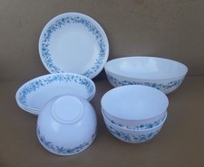 Saladier mélamine SIPRATIC vintage fleurs bleues assiettes plates creuses bols