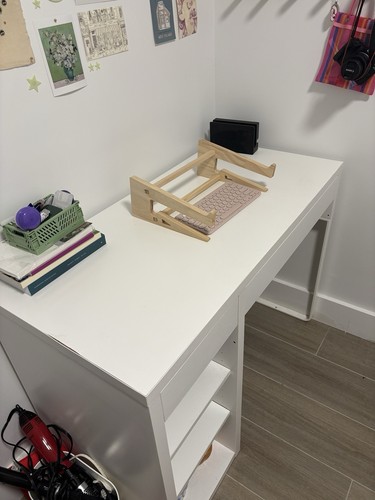 White ikea desk - white, (42”x20”)