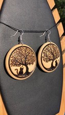 boucles d'oreilles Bois Arbre À Chat