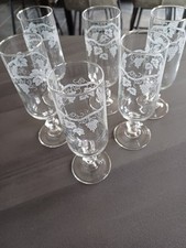 6 flute coupe a champagne Cristal d arques, décor raisins  vigne modele sarment
