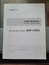 Manual Oppo Bdp-103eu - Blu Ray Player 103 English (Notice en Anglais)