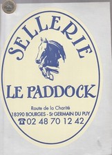 C44equi. Autocollant. Chevaux. SELLERIE LE PADDOCK à Bourges. 17 X 23 cm