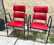 paire de fauteuils en skai rouge 1950 vintage design années 50 70