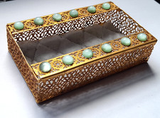 ancienne boite à bijoux vide poche vintage métal doré  vers 1950-60