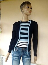 GILET TWEN SET ZIPPE BLEU  & BLANC A RAYURES + GILET BLEU MARINE TS 36/38 NEUF 