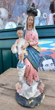 Vierge Enfant ND Victoires Bois Polychrome Signé Fin XIX ème Siècle