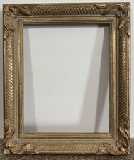 Cadre ancien Montparnasse doré et sculpté 3F Feuillure:30x24cm Vue:27x22cm