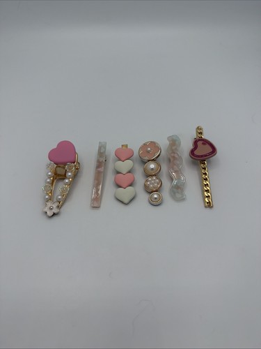 Lot barrettes rose perles - lot,