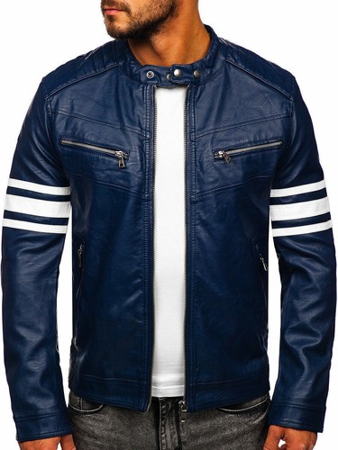 Veste cuir bleu pour - cuir, homme