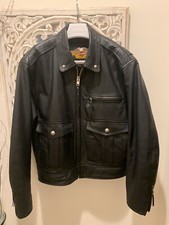 Black Harley Davidson Vintage Leather Bomber Jacket Size XL