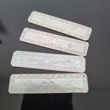 4 Jetons Anciens Nacre Gravée XVIIIè Jeu Cartes Mother Of Pearl Counter 18thC
